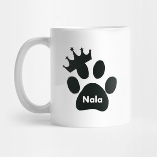 Nala cat name made of hand drawn paw prints Mug